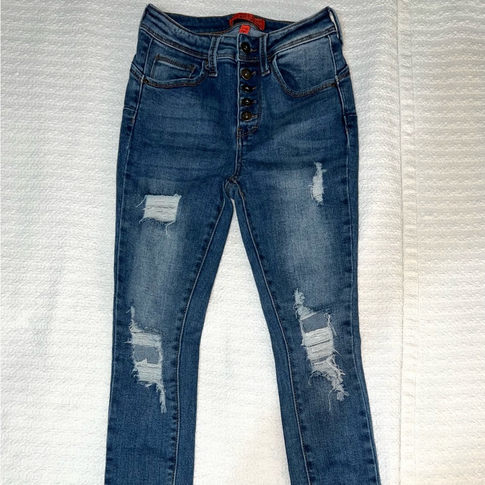 DISTRESSED Skinny Jeans Medium Wash Size 25